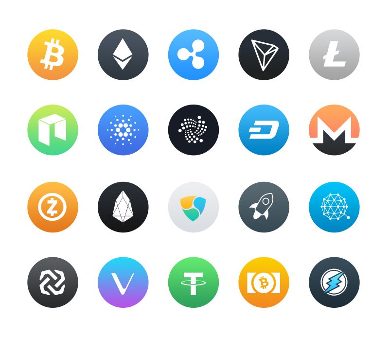 Various crypto coin logo's