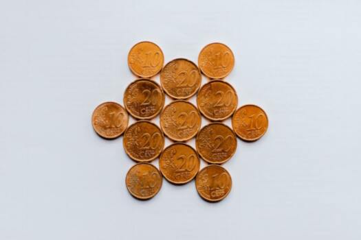 Coins on a white background.